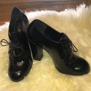 Jill Stuart Black Leather Lace-Up Heels
